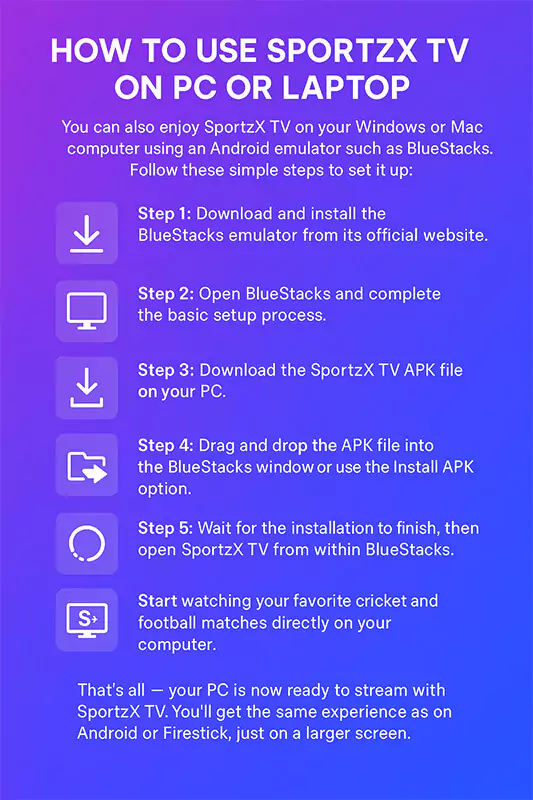 How to Use SportzX TV on PC or Laptop